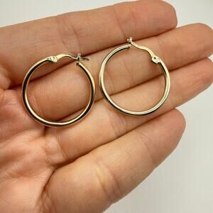 Vintage DYADEMA Italy Vermeil 925 Sterling Silver Hoops Gold Plated Earrings 1"